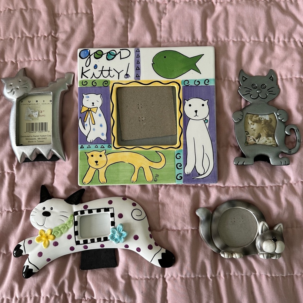 Cat-Themed Picture Frames Lot Of 5
